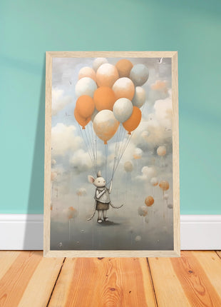 Mouse with balloons kids room poster