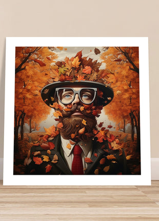 Man and leaves - Fall poster