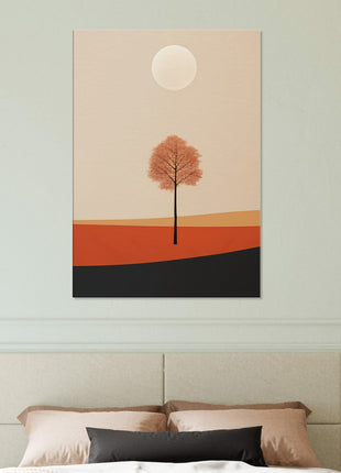 Cartel de paisaje de sol de otoño.