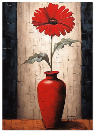 Red flower in vase poster - modern