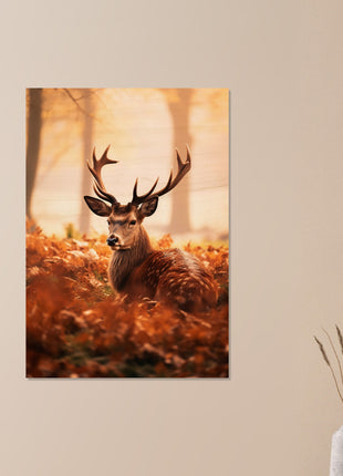 Affiche de cerf dans les bois d’automne