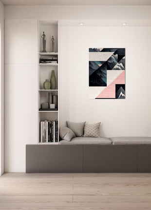 Geometric abstract art poster (pink & black tone)