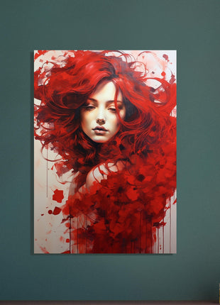 Fiery Red Passion Portrait Poster