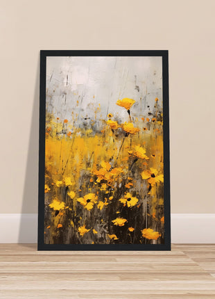 Yellow flower in field painting poster