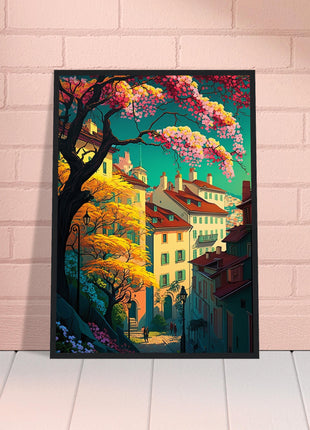 Colorful Town In Spring Poster