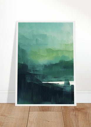 Green abstract sunrise landscape poster (part 1 of 3)