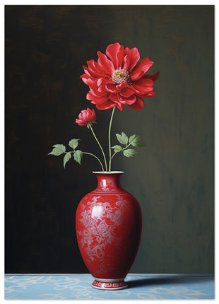 Red flower in vase poster