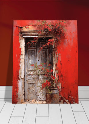 Red rustic entrance poster