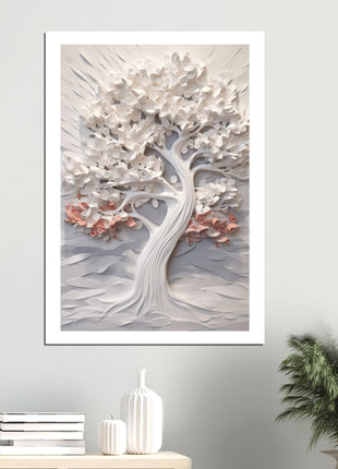 Sculpted Serenity: Majestic 3D White Tree Poster