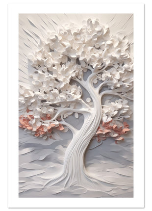 Sculpted Serenity: Majestic 3D White Tree Poster