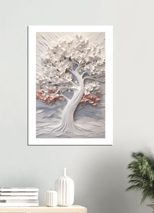 Sculpted Serenity: Majestic 3D White Tree Poster