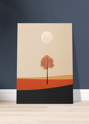 Cartel de paisaje de sol de otoño.