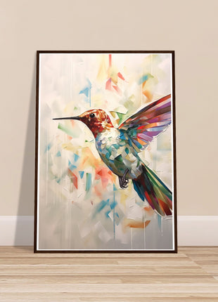 Geometric hummingbird poster