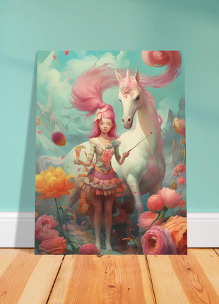 Fille avec son affiche licorne