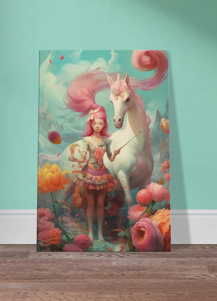 Póster Niña con su unicornio.