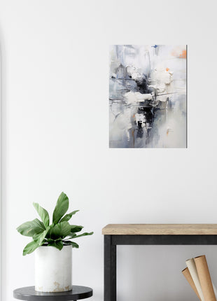 Monochrome Symphony: Abstract Painting in Shades of Grey, White, and Black