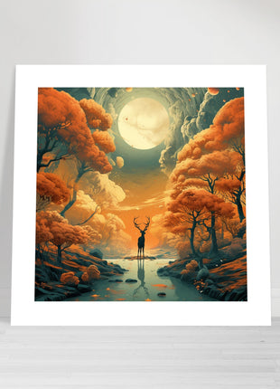 Deer fall landscape - Fall poster