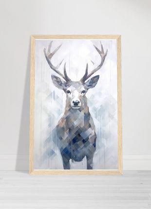 Deer in the mist with geometric blend poster