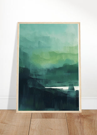 Green abstract sunrise landscape poster (part 1 of 3)