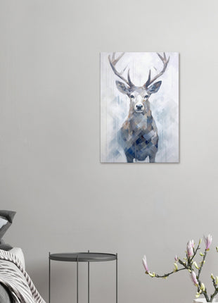 Deer in the mist with geometric blend poster