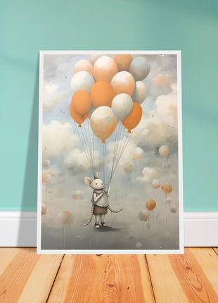 Mouse with balloons kids room poster