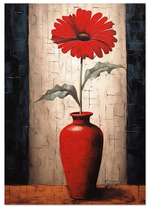 Red flower in vase poster - modern