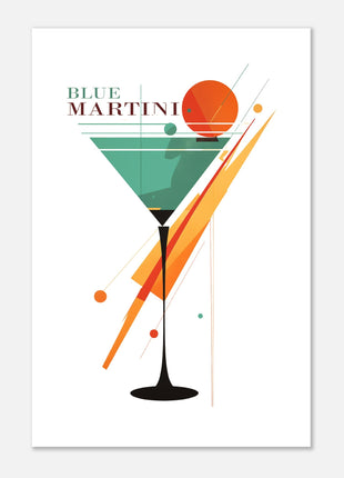 Affiche vintage de cocktail Blue Martini