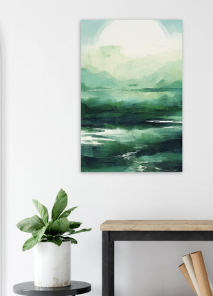 Green abstract sunrise landscape poster (part 2 of 3)