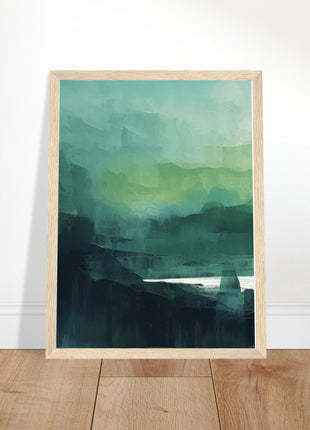 Green abstract sunrise landscape poster (part 1 of 3)