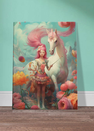 Póster Niña con su unicornio.