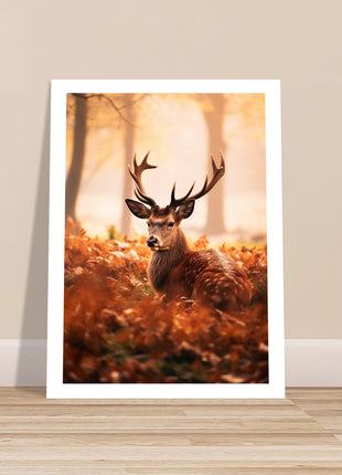 Deer in fall woods poster