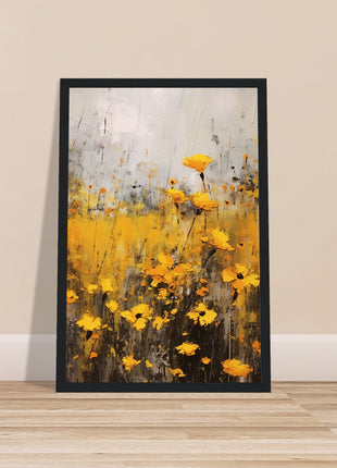 Yellow flower in field painting poster