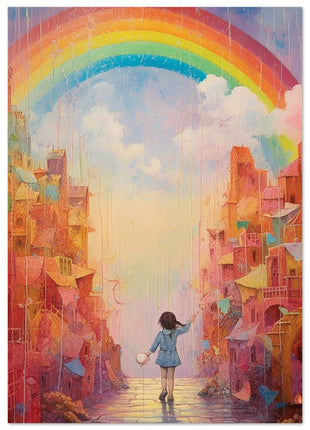 Rainbow city kids room poster