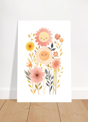 Happy Floral Faces Art Print