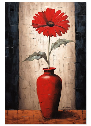 Red flower in vase poster - modern