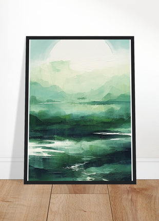 Green abstract sunrise landscape poster (part 2 of 3)