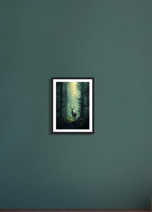 Deer in the woods poster