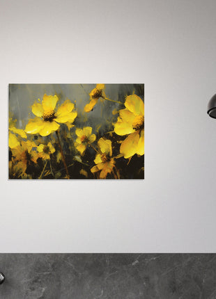 Yellow spring flowers on darker background poster