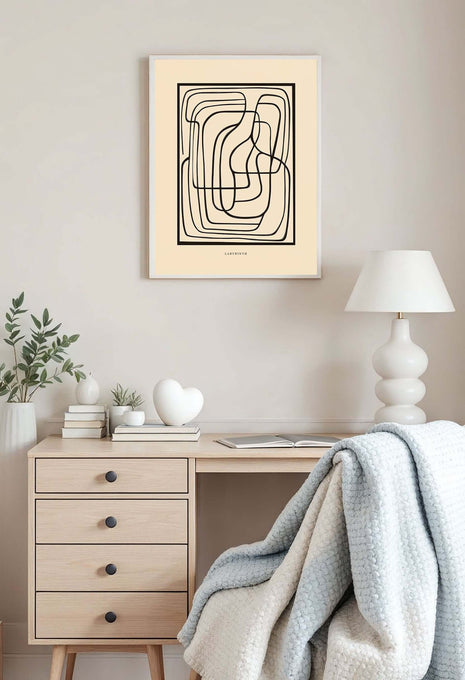 Modern Minimalist Labyrinth Line Art