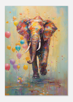 Colorful Elephant with Balloons Art Print