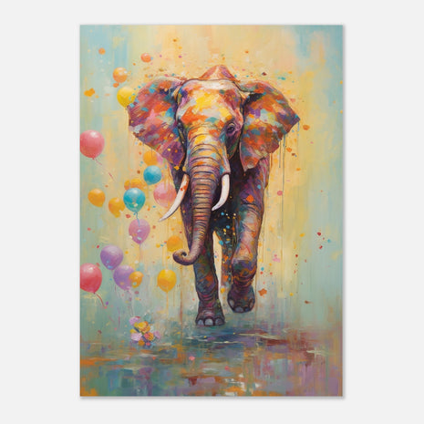 Colorful Elephant with Balloons Art Print