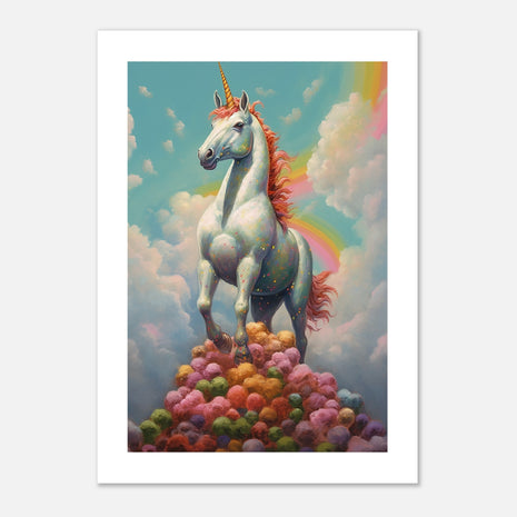 Majestic Unicorn on Rainbow Hill Art Print