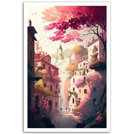 Pink Nature City Poster